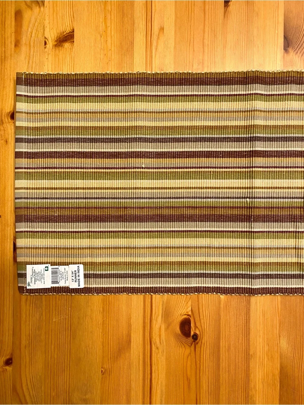 New Park Designs Striped Woven Table Runner Lake House Color Way MCM Earth Tones